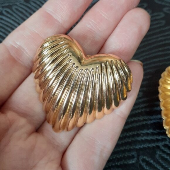 Zara Gold Heart-Shaped Statement Earrings - Picture 7 of 13